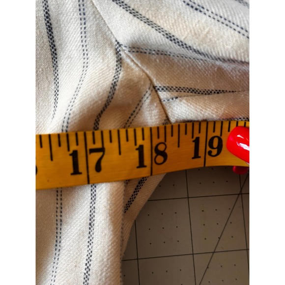 Lauren Ralph Lauren Cream Linen Pinstripe Blazer Jacket Womens Size 4 - Picture 7 of 14